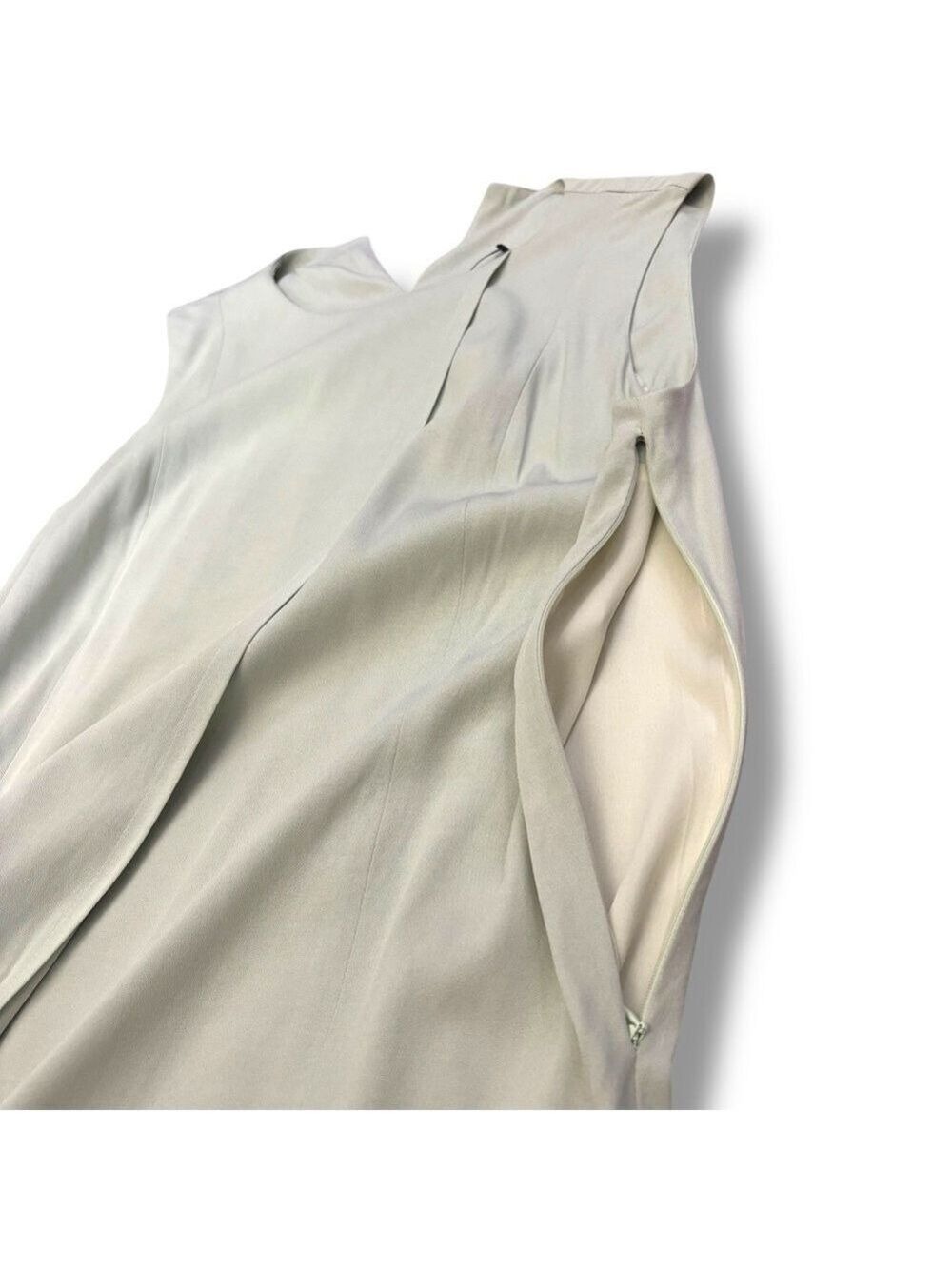 NWT Theyskens Theory Ash White Pale Sage Silk Shift Dress Size 8 - Picture 6 of 12